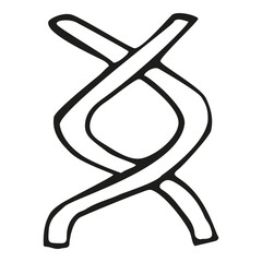 DNA spiral drawing vector doodle illustration, medical genetics