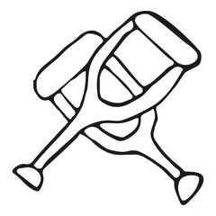 Medical crutches instrument vector doodle illustration medical hospital health care clinical