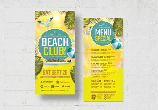 Beach Club Party DL Card Flyer Layout