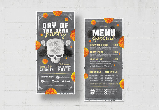 Day of the Dead Party DL Card Flyer Layout