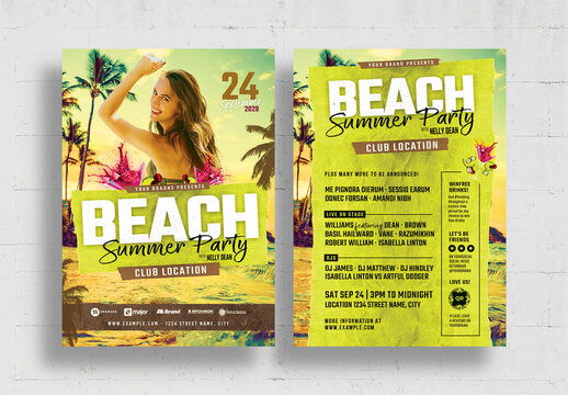 Summer Beach Club Flyer Layout