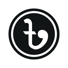 Bangladeshi Taka coin symbol. black and white Flat currency icon. currency of The Bangladesh. Vector illustration.