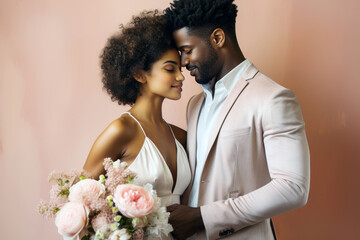 Young afro-american couple in love having fun and enjoying wellbeing and love