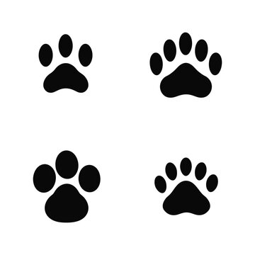 Paw prints vector set Isolated on white background