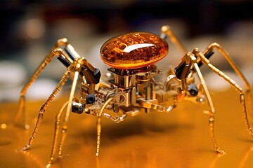 Fototapeta na wymiar Microscopic spy robot in the shape of an insect. Generative AI