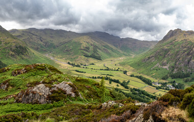 View of Langdale pikes from Side pike, England