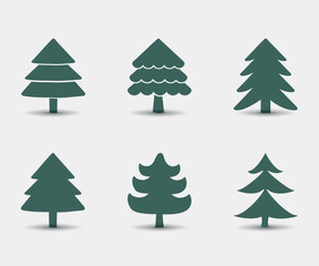 Fototapeta premium Vector design of Christmas tree silhouette. Collection of icons