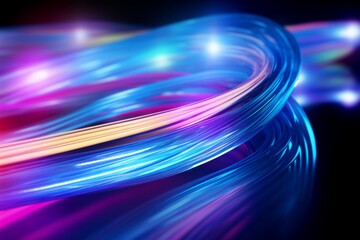 Colorful optic fiber electrical cables wires neon waves lines abstract 3d ai design background pattern glow colored streams information optical connection internet web multicolor data led technology