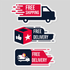 Free delivery service logo badge. Free shipping order sticker.