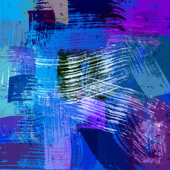 abstract background composition, blue texture with paint strokes and splashes - 638432797