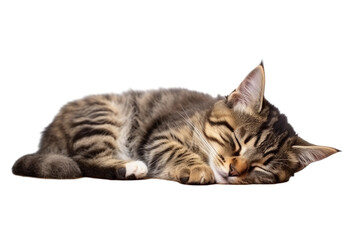 sleeping cat isolated on white/ transparent background