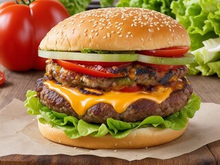 hamburger on a table background