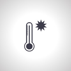 Hot weather icon. thermometer with sun icon