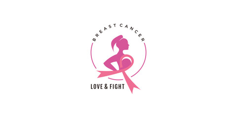 Breast cancer logo element design with creative concept