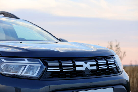 The New Dacia Duster 4 wheel drive SUV car made by Dacia Renault Romanian company is photographed in a beautiful morning light in Bucharest, Romania, 2023.