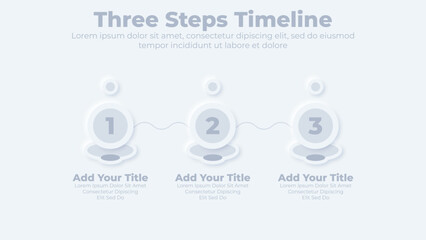 Neumorphic connection timeline steps infographics template design