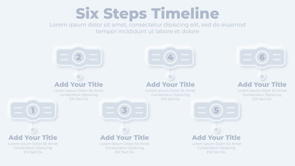 Business infographic template with six steps or options for presentation