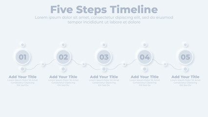 Neumorphic business timeline infographic design elements
