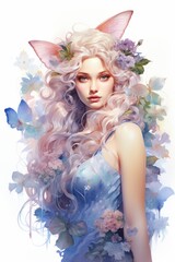 Watercolour painting of a beautiful fairy created with Generative AI technology
