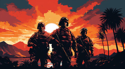 Fototapeta premium group of soldiers