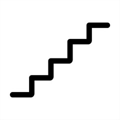 Outline stairs icon, side view. Way upward. Trendy flat linear vector stairs icon on white background, vector illustration