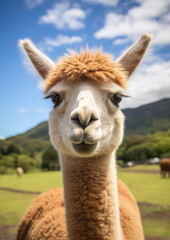 Obraz premium Funny white alpaca portrait.