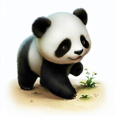 Digital illustration of a young Panda