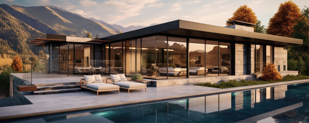 Modern minimal style of exclusive vila exterior.