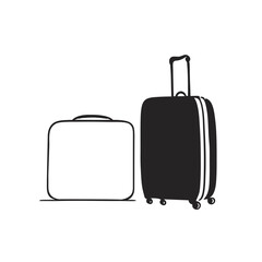 Travel bag in continuous line drawing style, sketch, monochrome illustration. Travel luggage black icon. The concept of a travel suitcase and a sign for an airport.