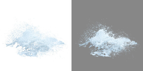 Water blue white splash transparent isolated. Shape form droplet of Water splashes into drop water png. Splash Water for texture 