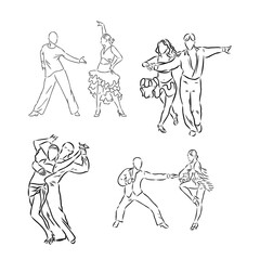 Sketch of samba dancer isolated on white background