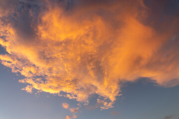Beautiful orange cloud in the sky at sunset, sky remplacement, nature background