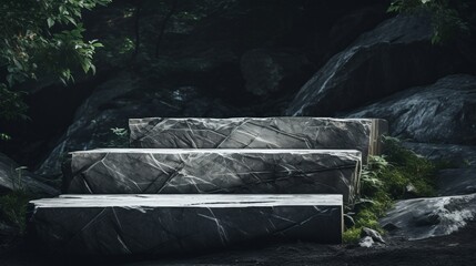 A black marble rocks in a natural setting