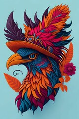 A detailed illustration of a Phoenix for a t-shirt design, wallpaper, and fashion
