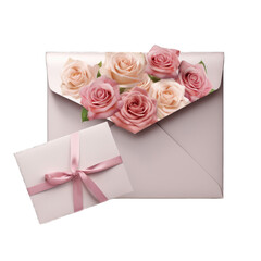 Mother Day gift envelope isolated on transparent background. Generative AI