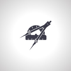 compass and protractor. geometry icon. Education sign