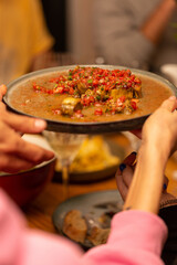 Baked eggplant with fresh tomatoes and herbs