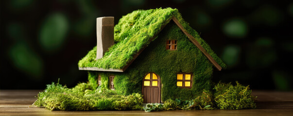 Minimalistic eco huse concept design. Enviromental and green concept.