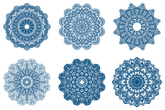 Circular pattern in form of mandala for Henna, Mehndi, tattoo, decoration. Decorative ornament in ethnic oriental style. Coloring book page.various mandala collections - set of mandal design