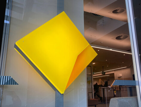 Sydney, NSW Australia - August 5 2023: Illuminated new Commonwealth Bank signage