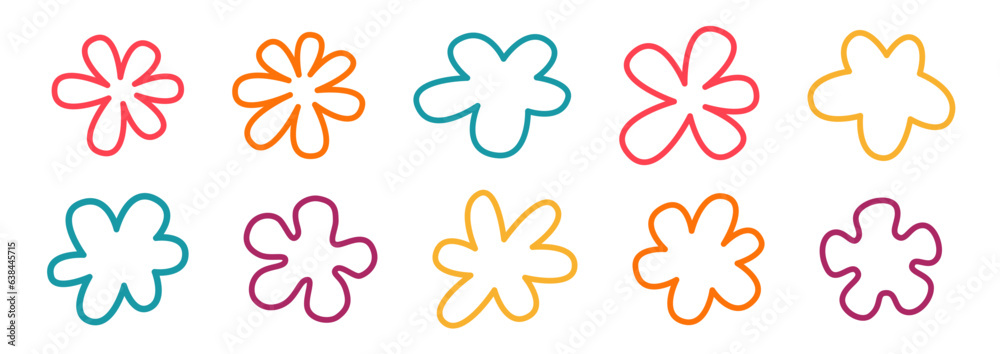 Poster Vector set of minimalist design elements, flowers - abstract background elements for branding, packaging, prints and social media posts