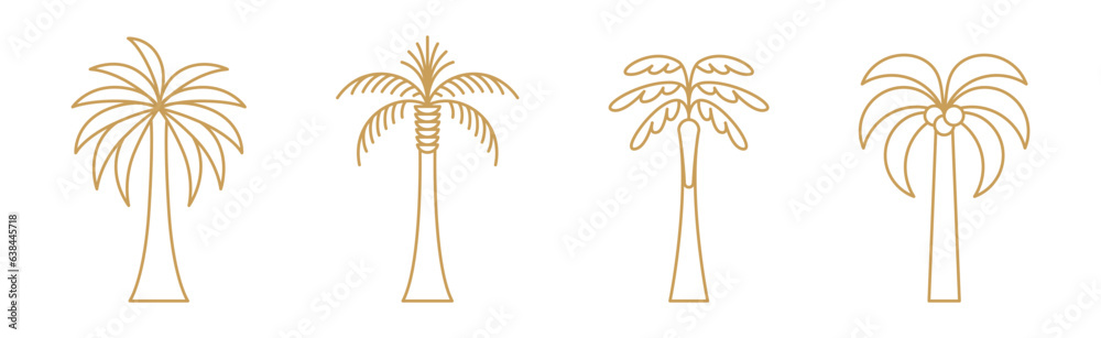 Poster vector logo design template with palm tree - abstract summer and vacation badge and emblem for holid