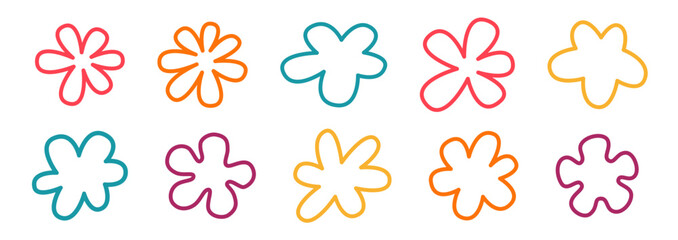 Vector set of minimalist design elements, flowers - abstract background elements for branding, packaging, prints and social media posts