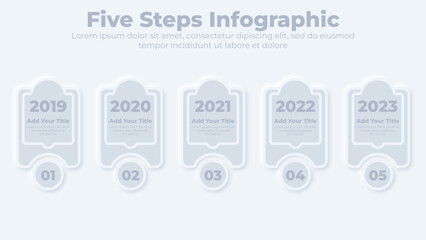 Abstract elements of graph and diagram with 5 steps infographic 