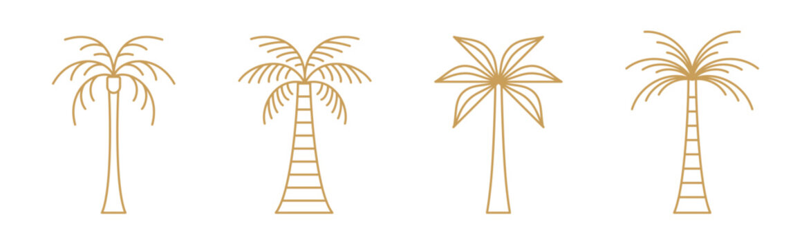 Vector logo design template with palm tree - abstract summer and vacation badge and emblem for holiday rentals, travel services, tropical spa and beauty studios