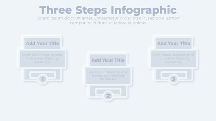 Neumorphic infographics template business concept with 3 step
