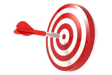 Aim for target with red dart hitting the center of board