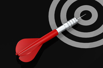 Aim for target with red dart hitting the center of board