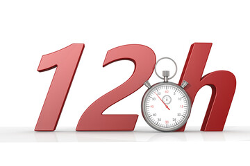 Stopwatch with 12 hours time limit isolated