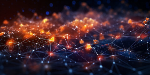 Obraz premium Abstract background with neural network, database flow, cloud computing